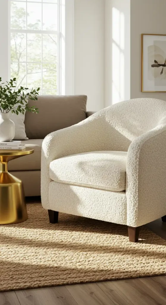 Cream Plush Accent Chair