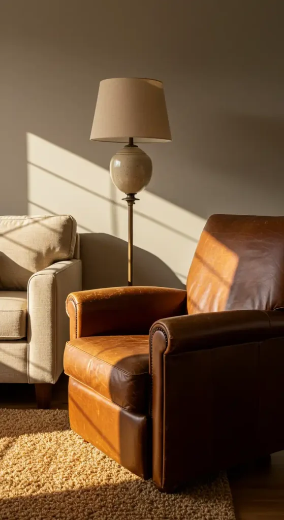 Vintage-Inspired Leather Recliner