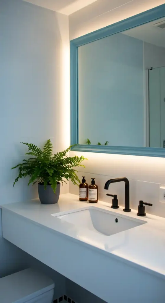 Light Blue Framed Mirror