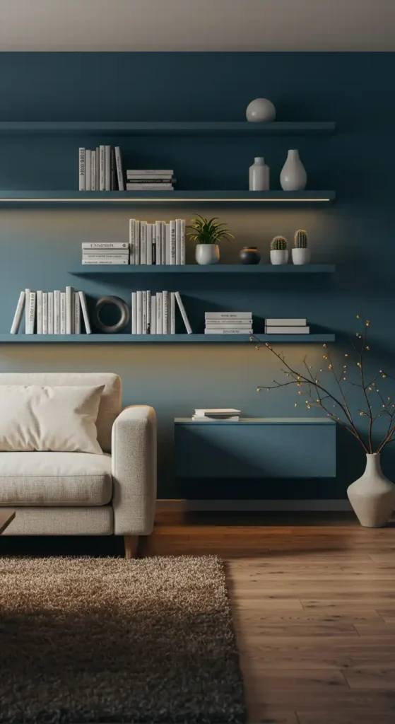 Blue-Grey Floating Shelves