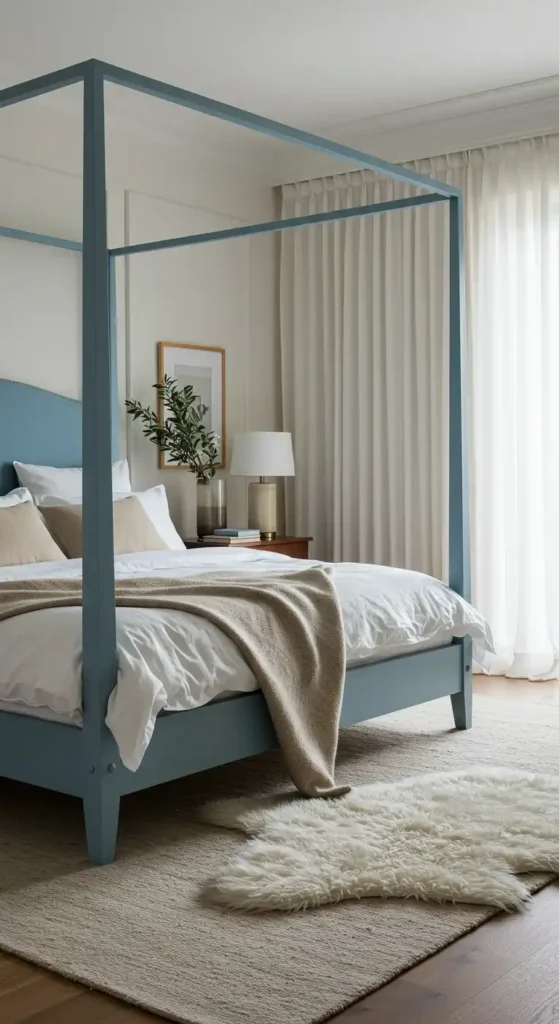 Dusty Blue Canopy Bed