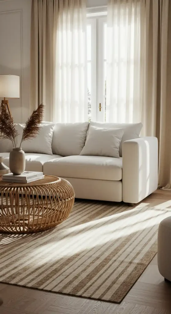 Neutral Striped Area Rug