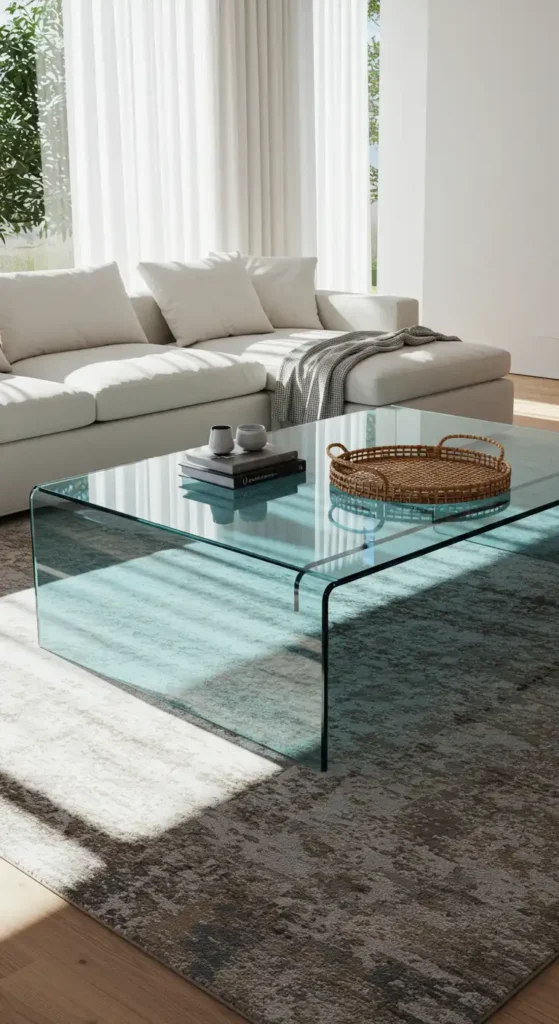 Blue-Grey Glass Coffee Table