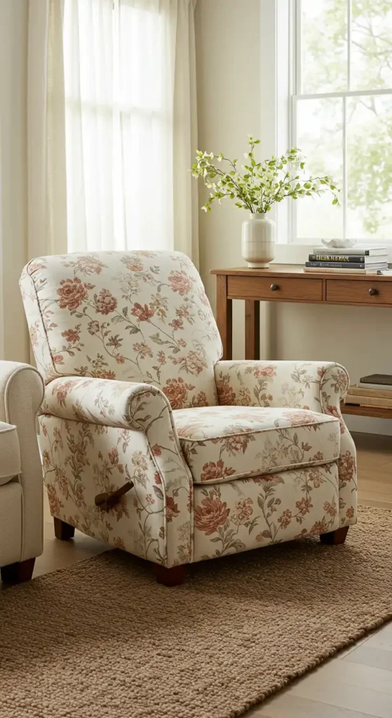 Recliner in Soft Patterned Fabric