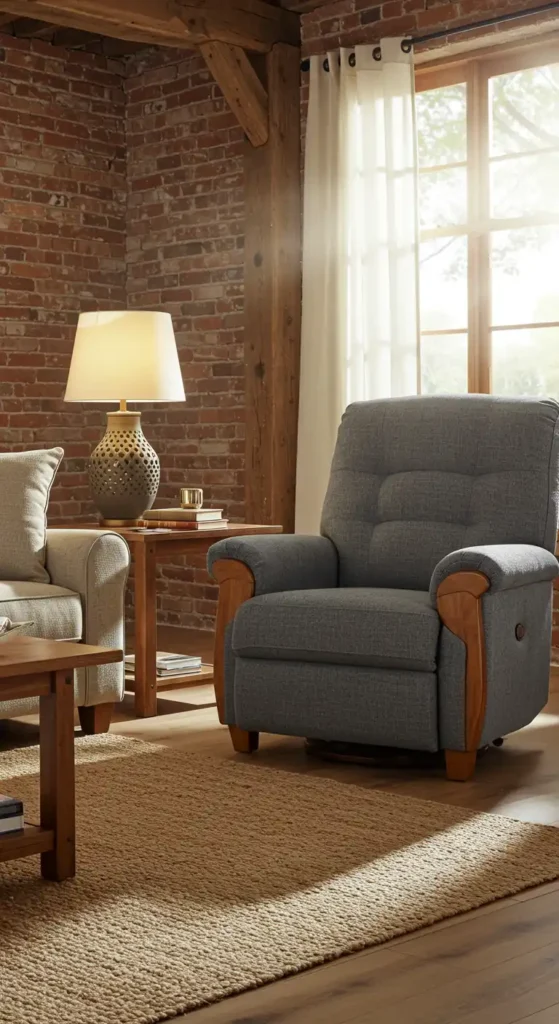Recliner with Wooden Accents