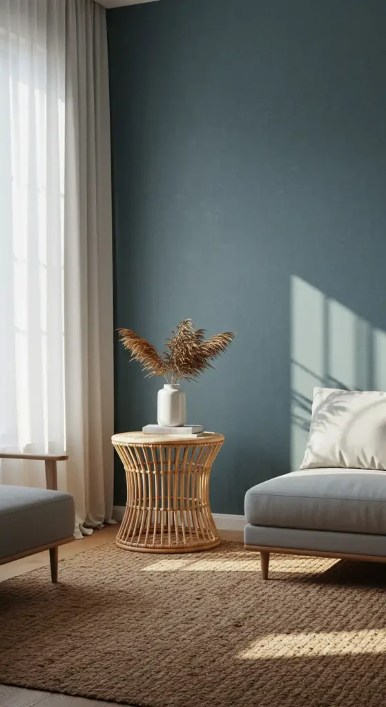 Matte Blue-Grey Accent Wall