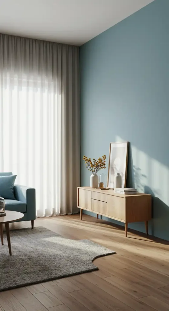 Soft Blue Accent Wall