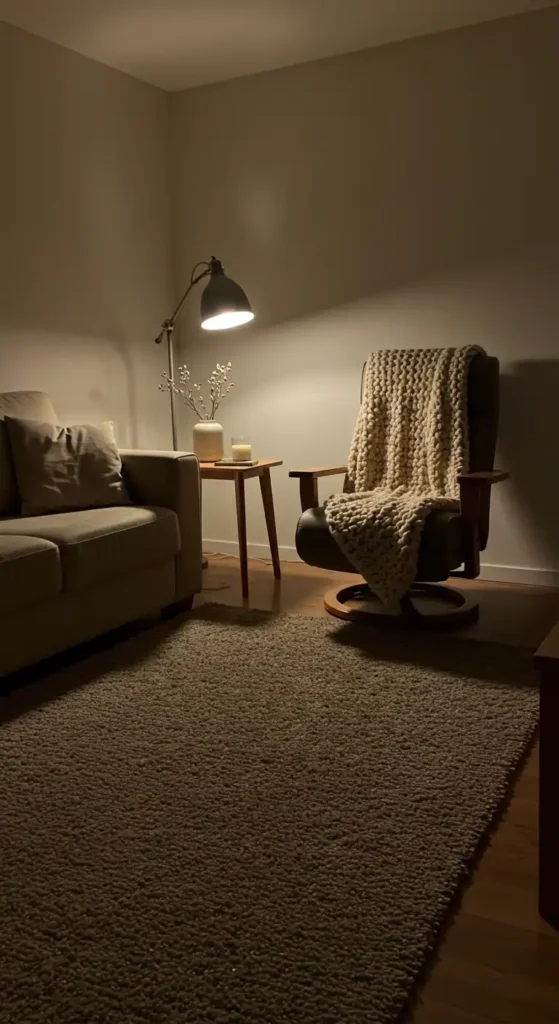 Recliner with Cozy Knit Throw