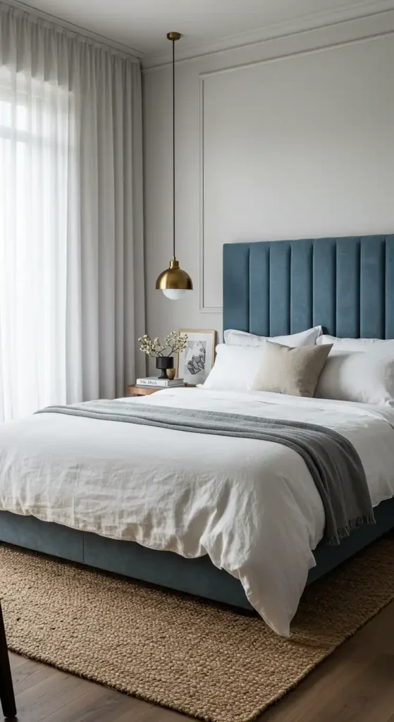 Dusty Blue Velvet Headboard