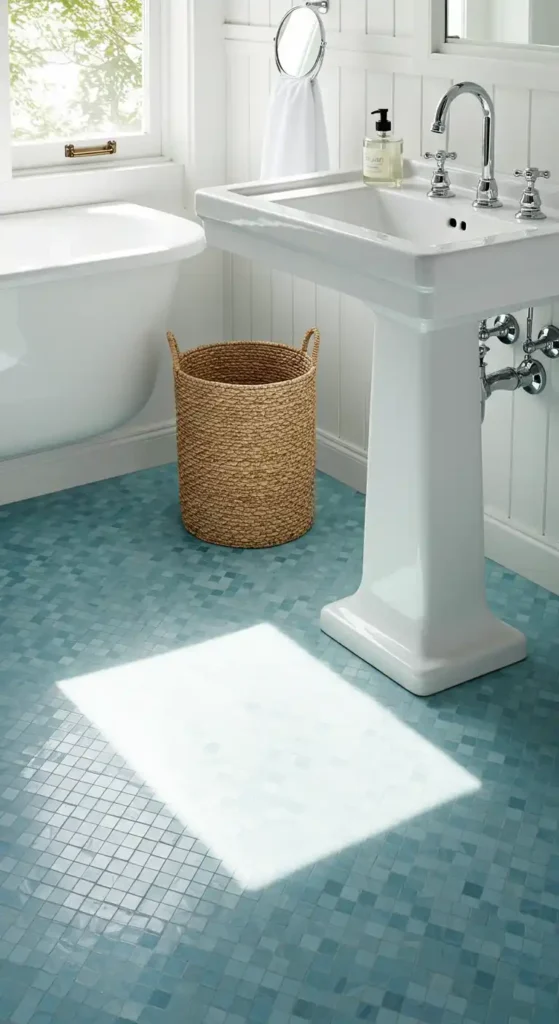 Light Blue Mosaic Floor Tiles