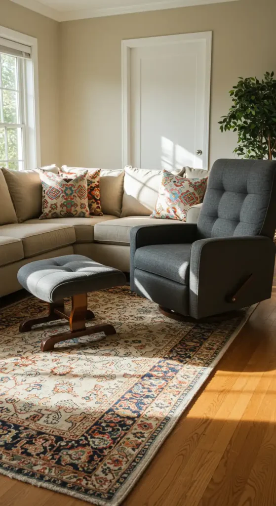 Charcoal Recliner with Ottoman