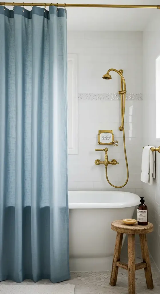 Light Blue Linen Shower Curtain