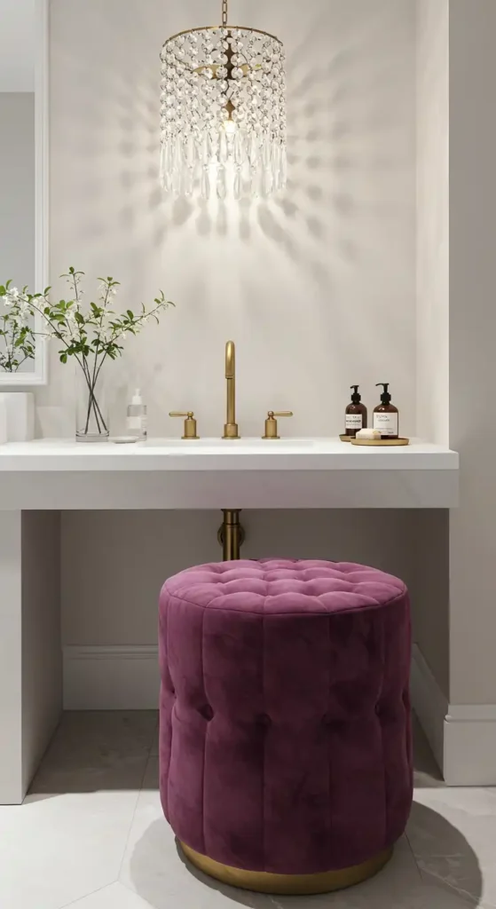 Velvet Upholstered Vanity Stool