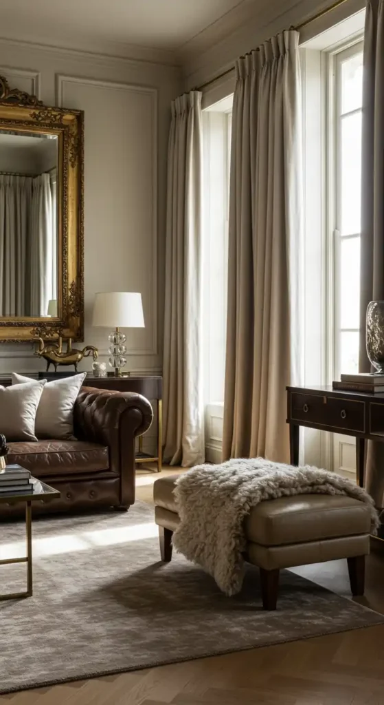 Brass-Framed Wall Mirror