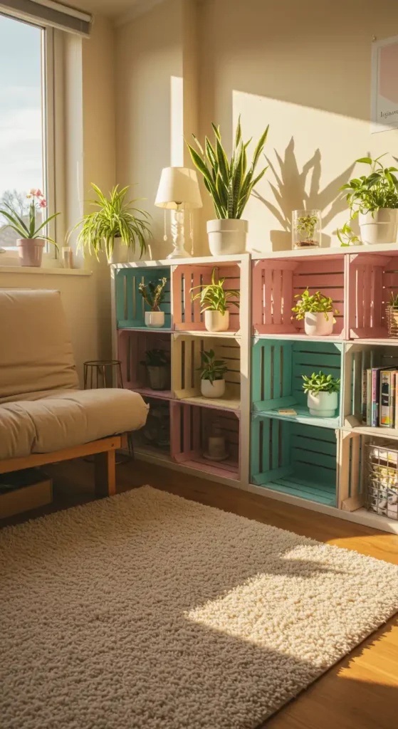Upcycled Crate Shelving Unit