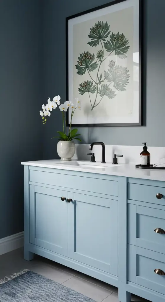 Powder Blue Vanity Cabinet