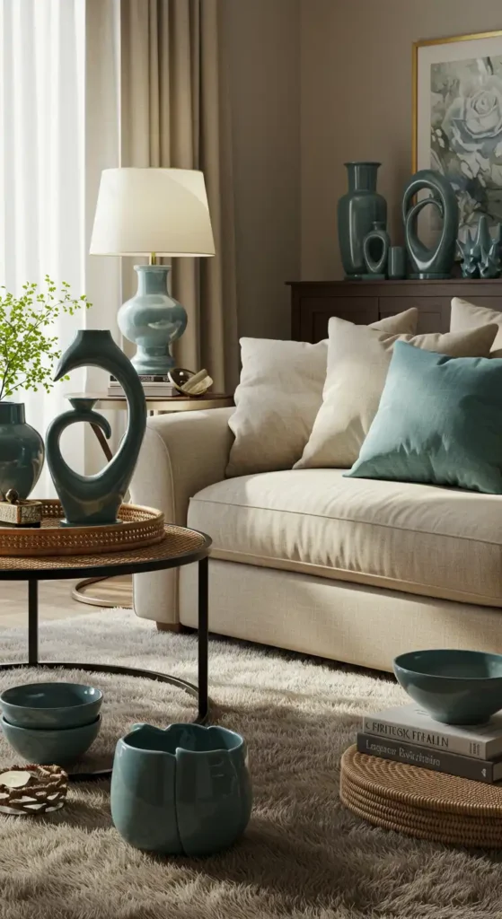 Blue-Grey Ceramic Decor Accents