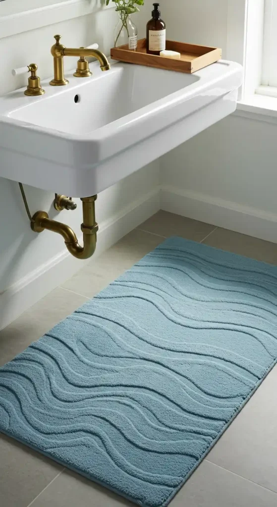 Light Blue Patterned Floor Mat