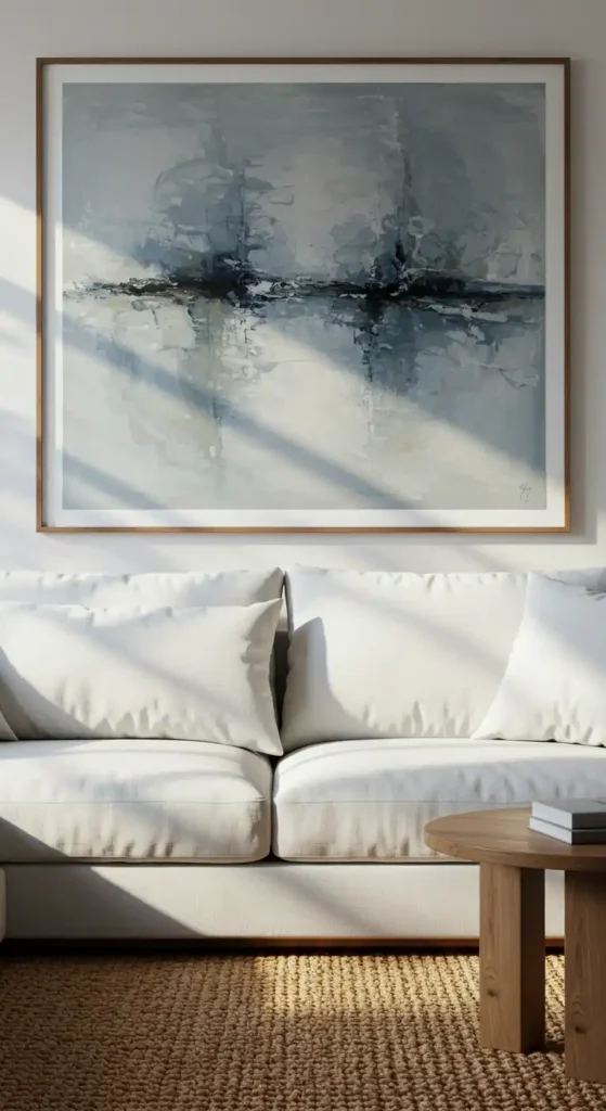 Framed Blue-Grey Abstract Art