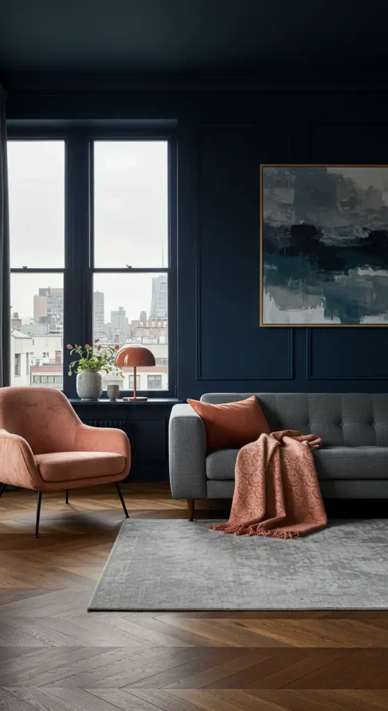 Midnight Blue and Soft Peach