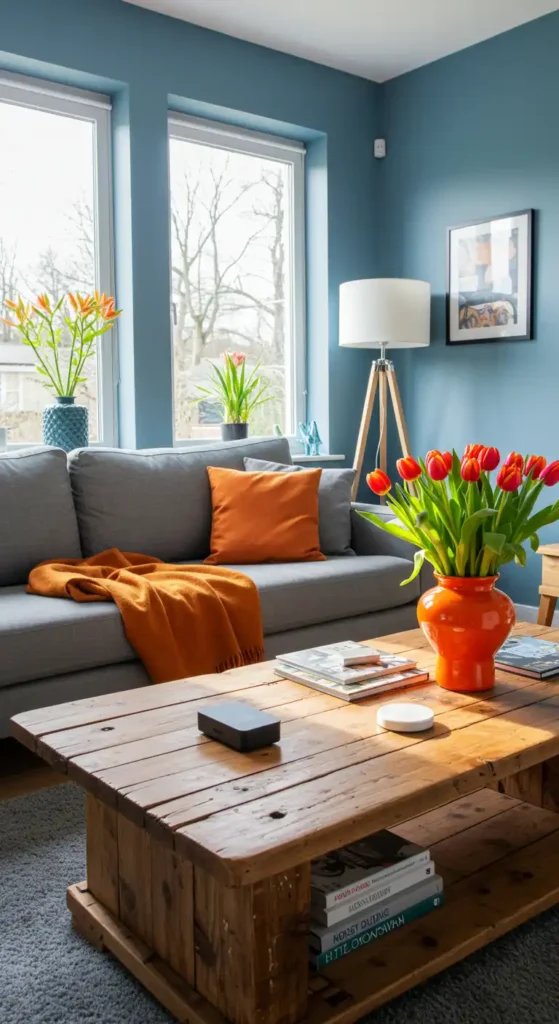 Burnt Orange and Slate Blue