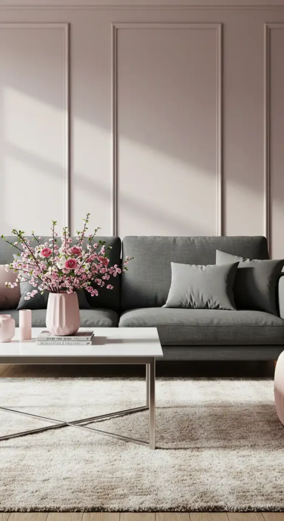 Pale Pink and Charcoal