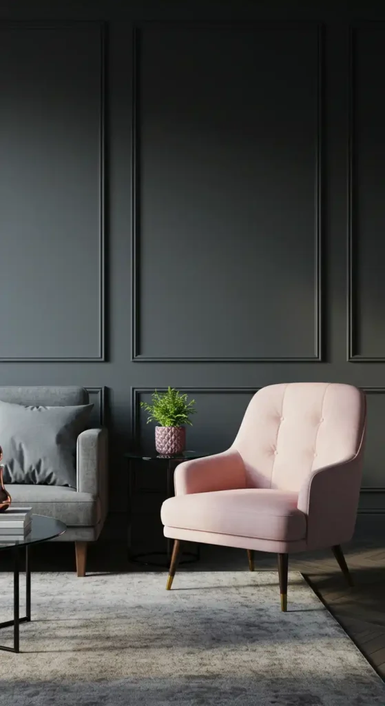 Charcoal Gray and Blush Pink
