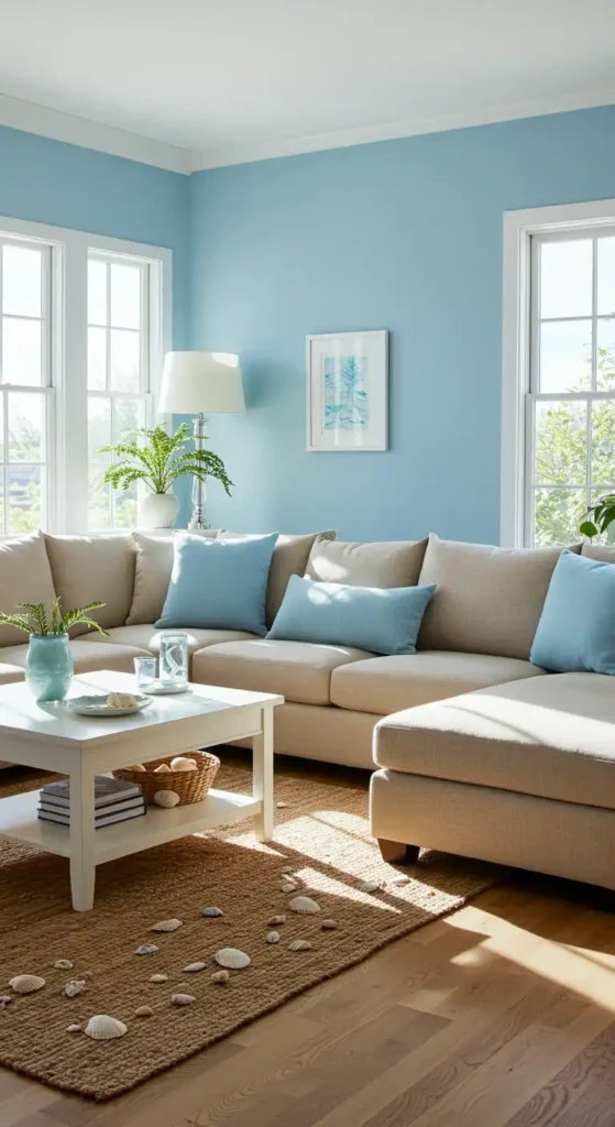 Soft Blue and Sandy Beige