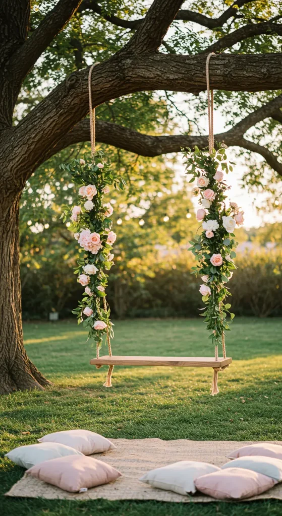 10. Romantic Swing Draped in Florals