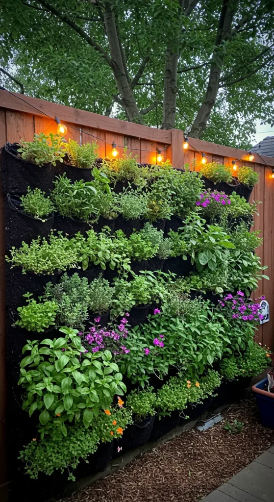 15. Slim Vertical Garden on Fence