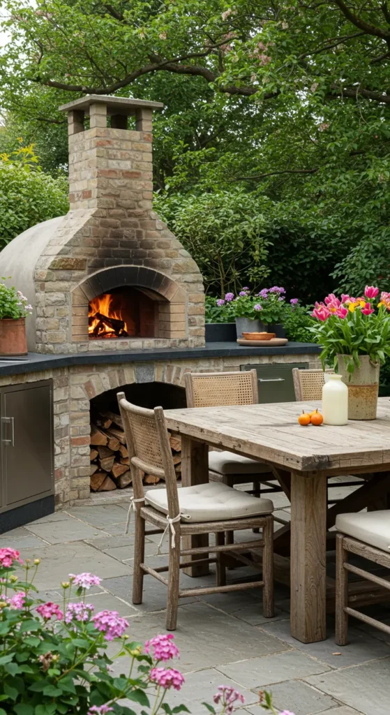 16. Outdoor Kitchen with Built-In Pizza Oven
