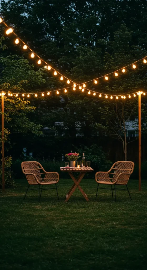 18. String Light Canopy for a Festive Glow