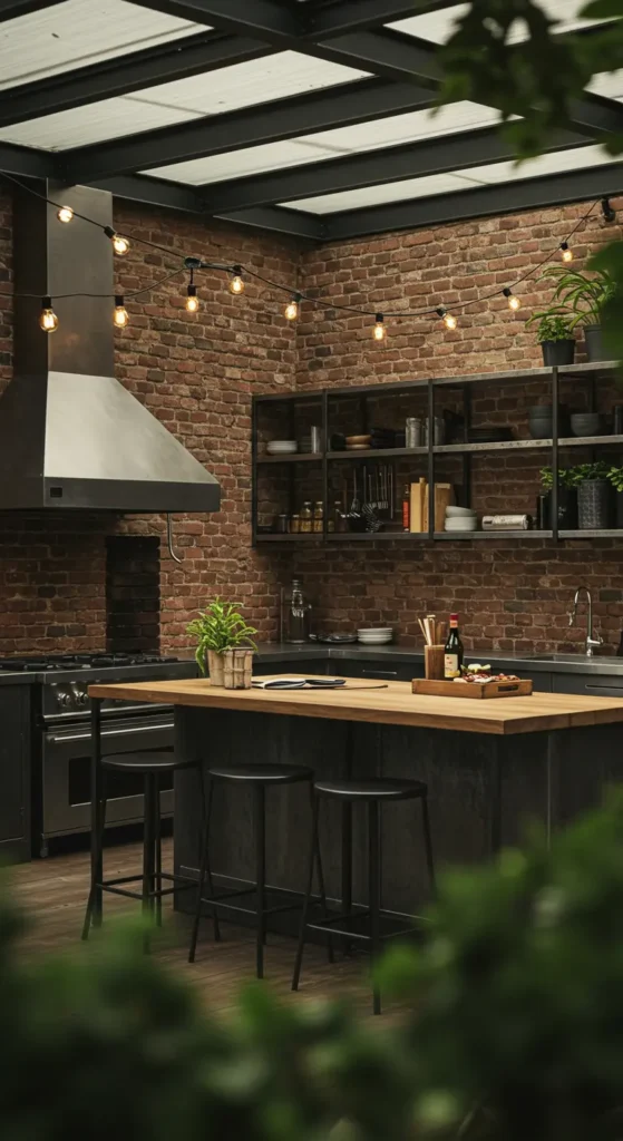 19. Industrial-Style Outdoor Kitchen