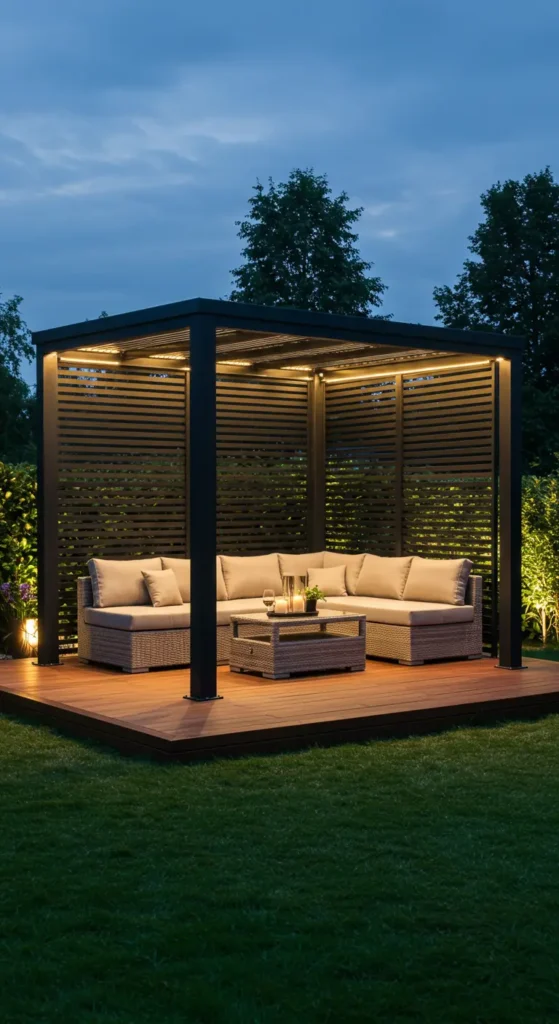 2. Modern Minimalist Gazebo with Flat Roof
