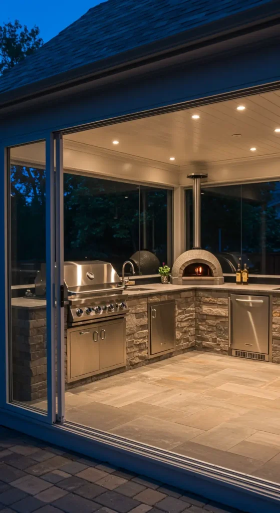 21. All-Weather Enclosed Outdoor Kitchen