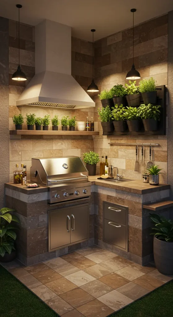 3. Compact Corner BBQ Nook