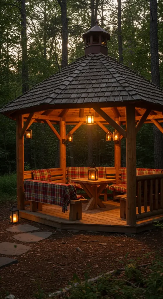3. Rustic Log Gazebo for Nature Lovers