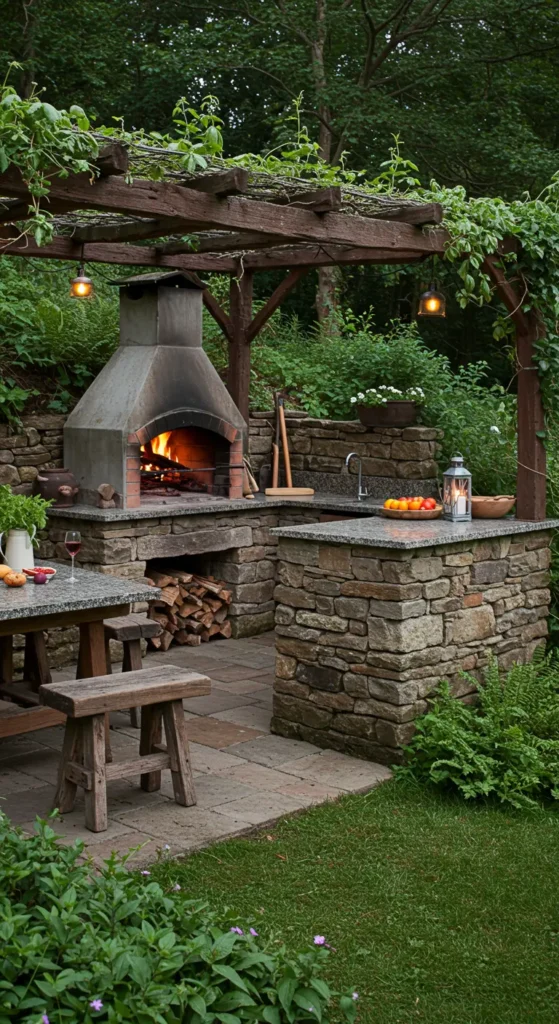 5. Rustic Stone Outdoor Kitchen