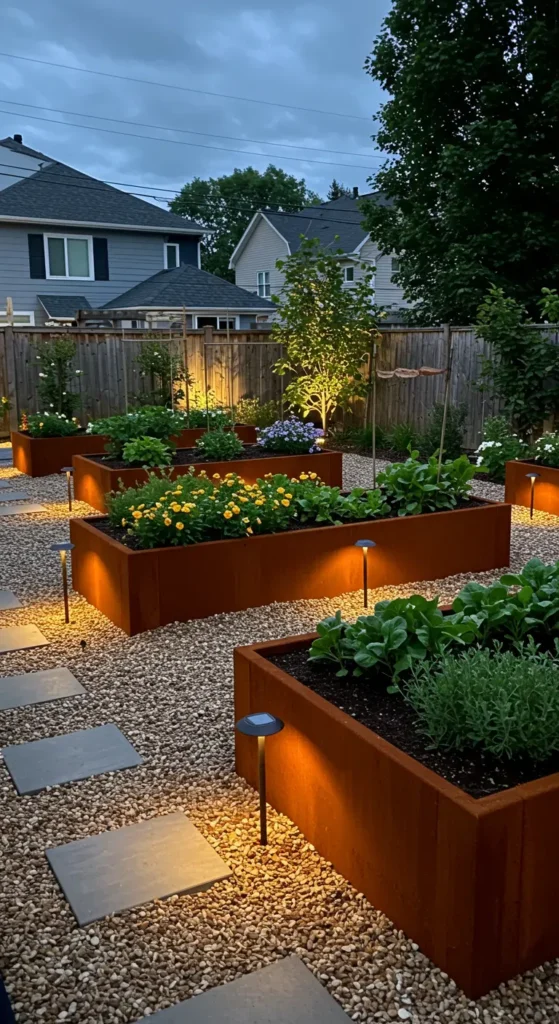 8. Raised Garden Beds with Modern Edging