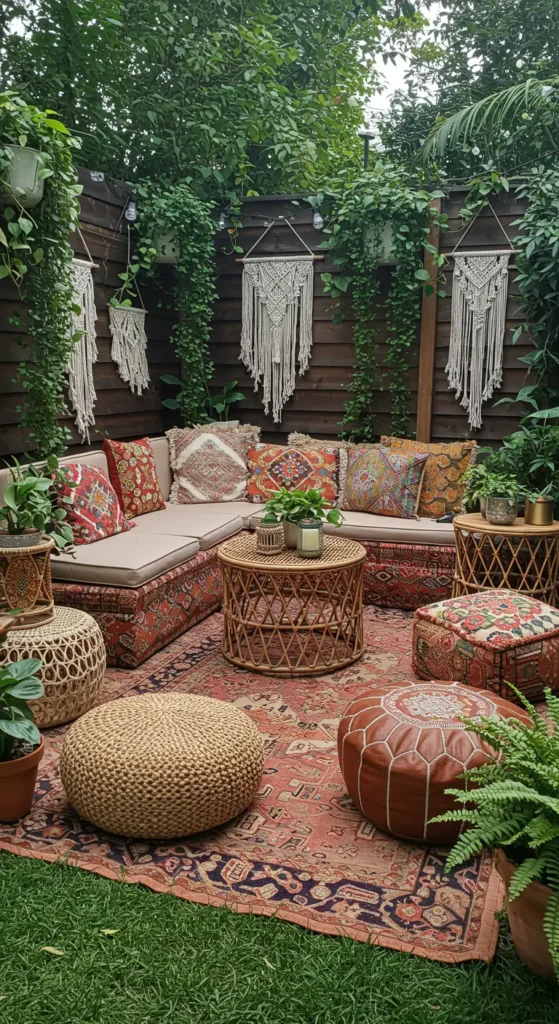 9. Boho Lounge Corner with Layered Textures