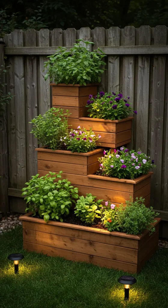 9. Tiered Planters for Vertical Interest