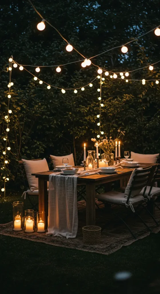 1. Canopy of Fairy Lights for a Starlit Glow