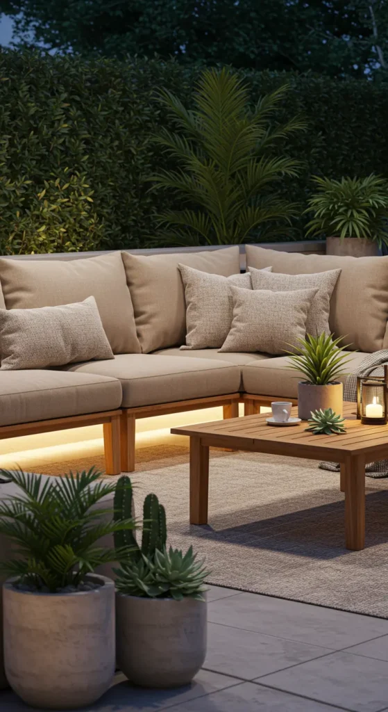 Outdoor Sectional with Neutral Textiles for Modern Comfort