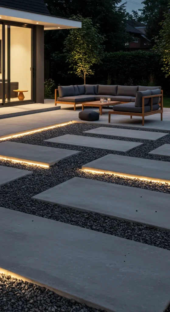 2. Sleek Concrete Patio with Geometric Lines