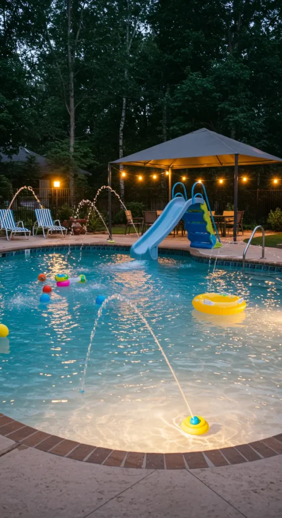 21. Kid-Friendly Family Pool with Play Features