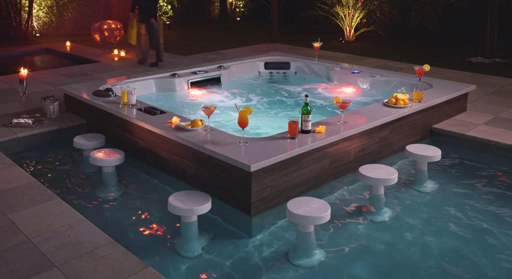 6. Hot Tub with Integrated Bar Seating