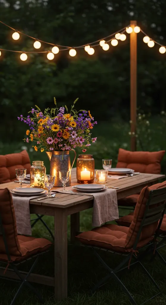 6. Outdoor Dining Table with Candlelight