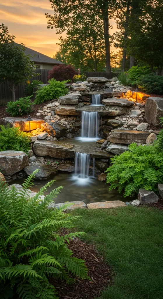 6. Waterfall Feature with Natural Rock Basin