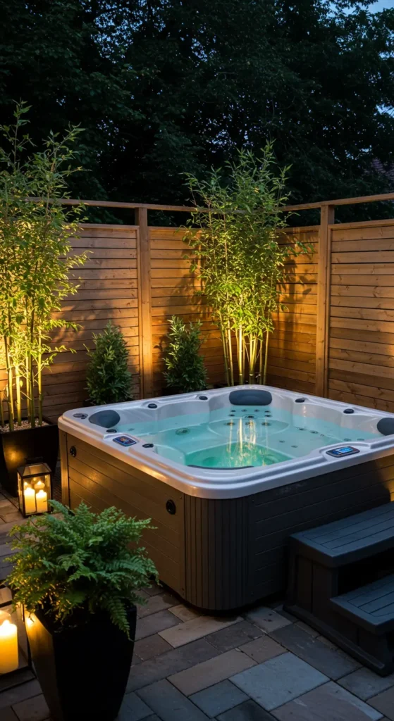 7. Hot Tub Corner with Privacy Screen
