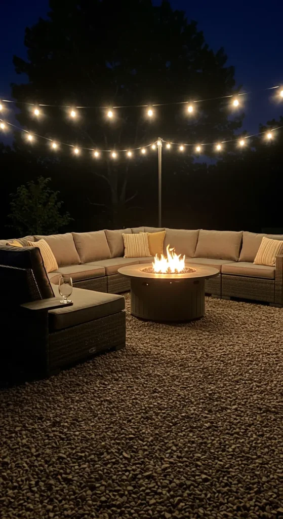 8. Outdoor Lounge with Fire Pit Centerpiece
